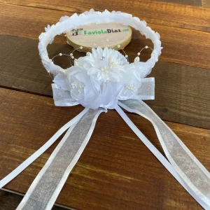 Corona Blanca con Flores Valentina