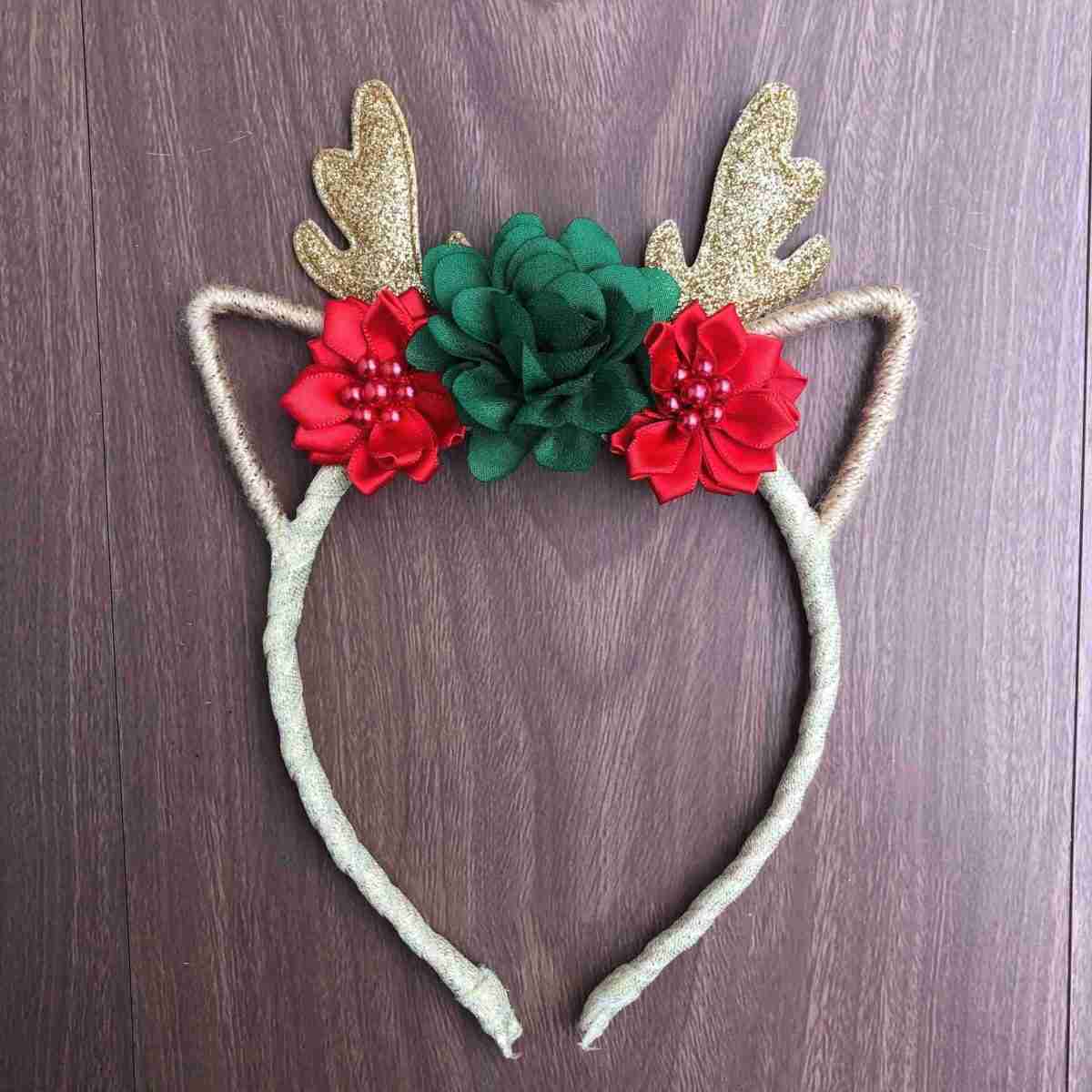 Diadema Dorada y Roja de Reno 1 Diadema Dorada y Roja de Reno