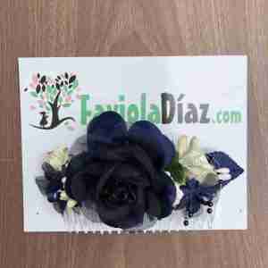 Peineta Azul de Flores