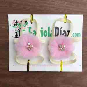 Sandalias Pie Descalzo Beige y Rosadas con Flores Anette