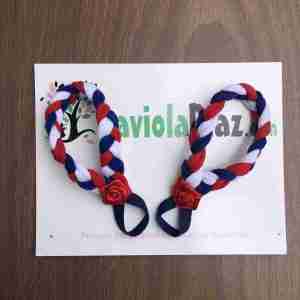 Sandalias Pie Descalzo Patriótica Costarricense Blanco Azul y Rojo Halo Trenzada