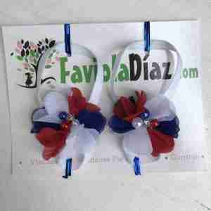 Sandalias Pie Descalzo Patriótica Costarricense Blanco Azul y Rojo de Flor