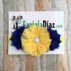 Vincha Amarillo y Azul con Flores Abigail