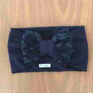 Vincha Azul Marino Turbante con Lazo de Rosas Alyson