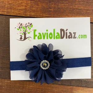Vincha Azul con Flor Alesandra