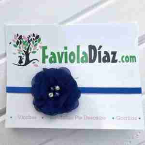 Vincha Azul con Flor Alba