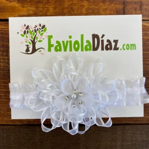 Vincha Blanca con Flores y Perlas Antonella