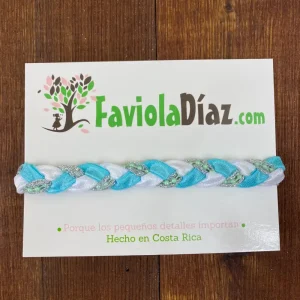 Vincha Celeste, Blanco y Plateada Halo Trenzada