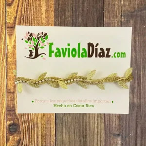 Vincha Dorada Griega con Perlas