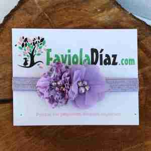 Vincha Lila con Flores Bianca