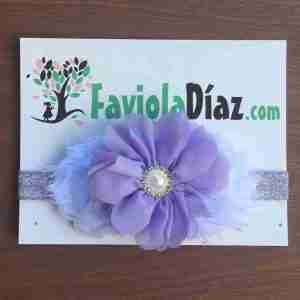 Vincha Morado y Blanco con Flores Abigail