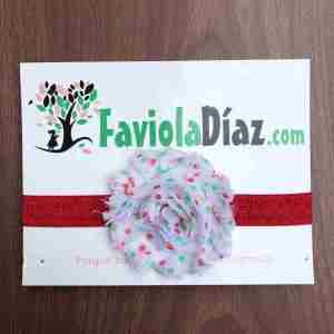 Vincha Navideña Roja con Flor Shabby