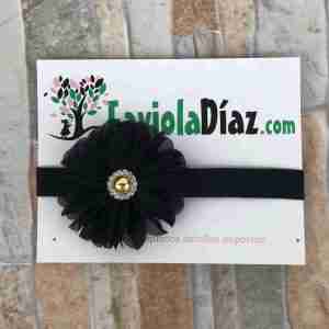 Vincha Negra con Flor Alesandra