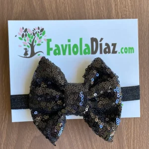 Vincha Negra con Lazo de Lentejuelas Alondra