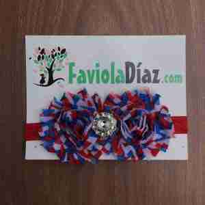 Vincha Patriótica Costarricense Blanco Azul y Rojo De Flores Beverly
