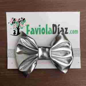 Vincha Plateada con Lazo Geovana