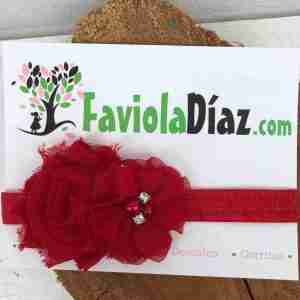 Vincha Roja con Flores Betty