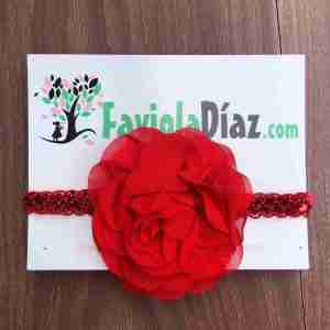 Vincha Roja con Flor