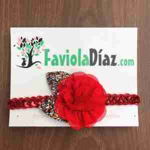 Vincha Roja con Flor