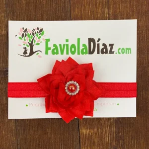 Vincha Roja con Flor Anabel