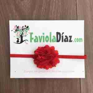 Vincha Roja con Flor Brandy
