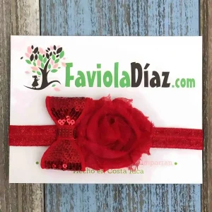 Vincha Roja con Flor y Lazo Caridad