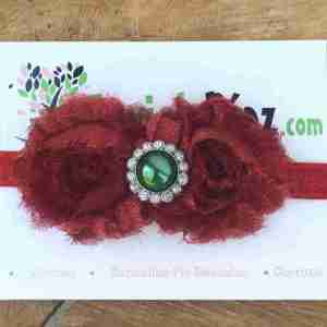 Vincha Roja con Flores y Perla Beverly