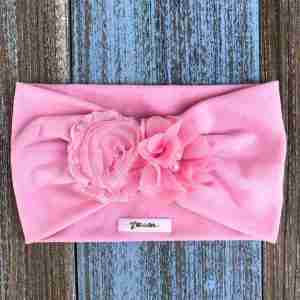 Vincha Rosada Turbante con 2 Flores Aileen