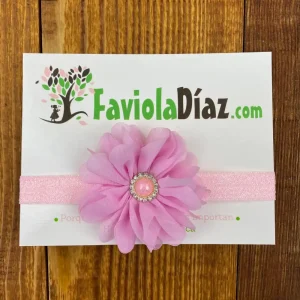 Vincha Rosada con Flor Alesandra