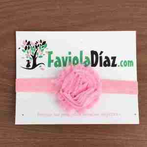 Vincha Rosada con Flor Shabby