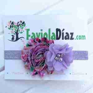 Vincha Rosada y Lila con de Flores Betty