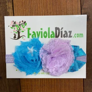Vincha Turquesa y Lila con Lazo y Estrella