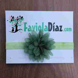 Vincha Verde con Flor Arlene