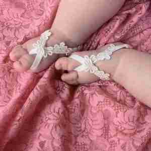 Sandalias Pie Descalzo Marfil con Flores Jeanine
