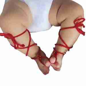 Sandalias Pie Descalzo Rojas Tejida