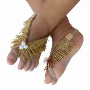 Sandalias Pie Descalzo Doradas de Barbas