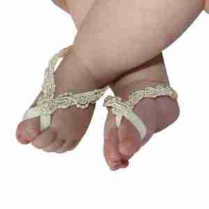 Sandalias Pie Descalzo Beige con Perlas Dakota