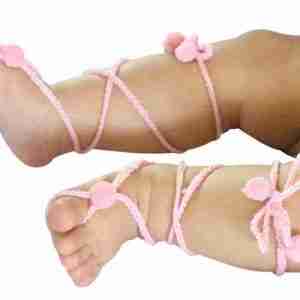 Sandalias Pie Descalzo Rosadas Tejidas
