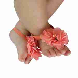 Sandalias Pie Descalzo Coral con Flor