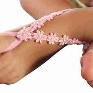 Sandalias Pie Descalzo Rosadas de Flores