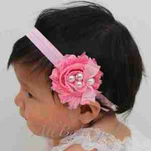 Vincha Rosada con Flor Shabby