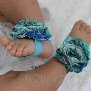 Sandalias Pie Descalzo Azul con Flor Briana