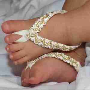 Sandalias Pie Descalzo Beige y Dorado