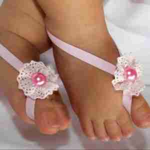 Sandalias Pie Descalzo Rosadas con Flor