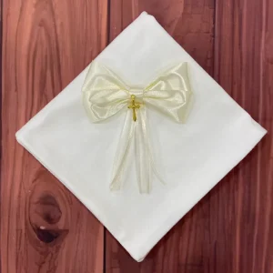 Paño Blanco Hueso para Bautizo con Lazo Ángel