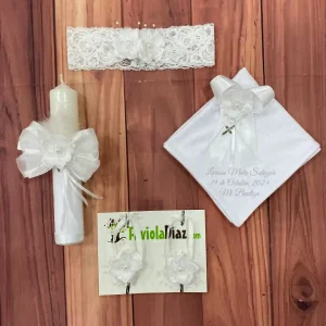 Set de Bautizo Blanco de Flores Bernardette