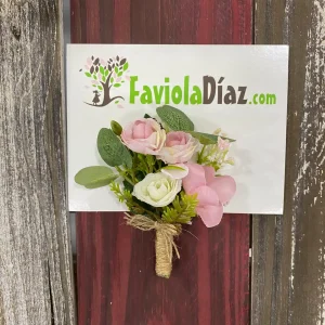 Botonier Verde, Palo Rosa y Beige