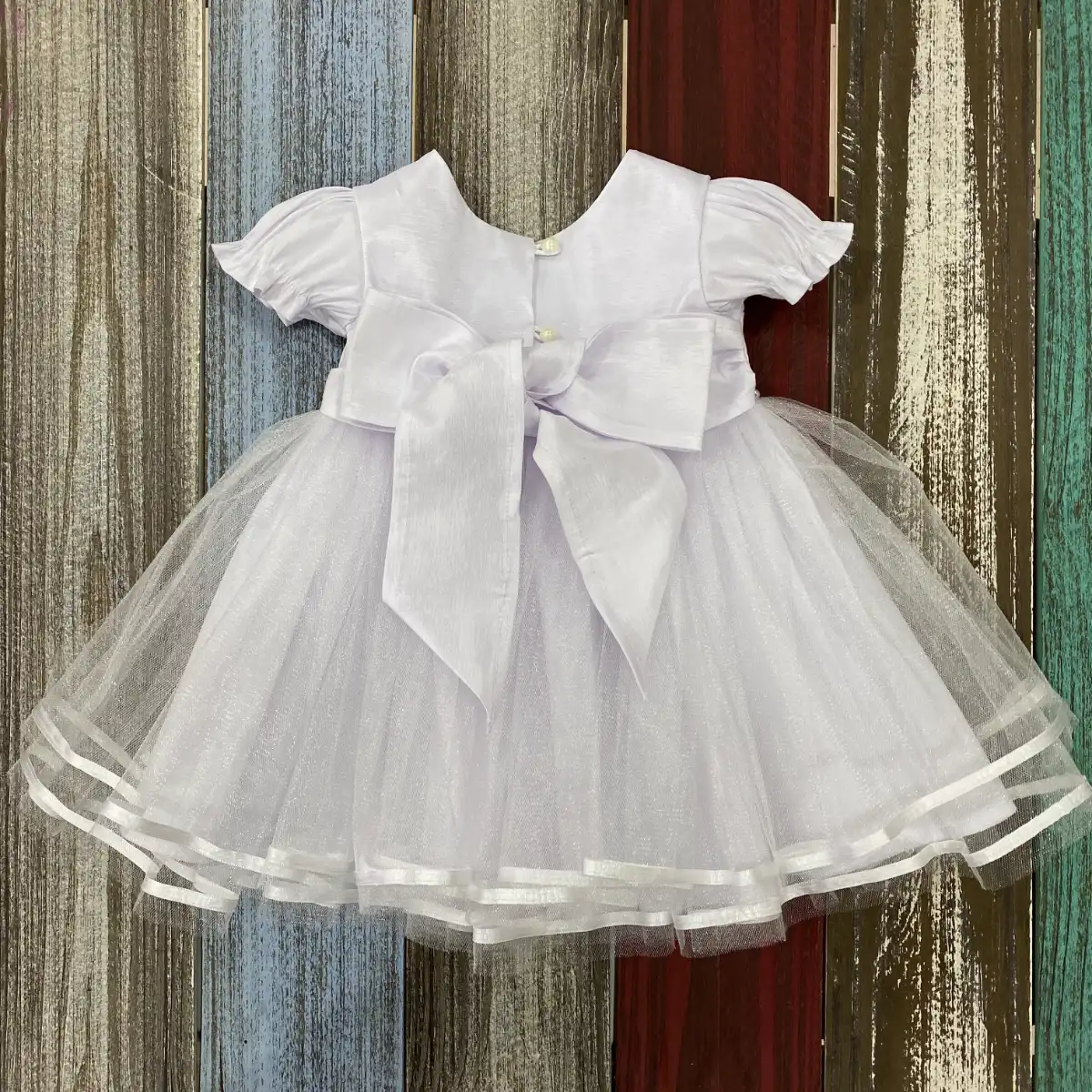 Vestido Blanco con Mangas y Flores Jimena 2 Vestido Blanco con Mangas y Flores Jimena - Imagen 2