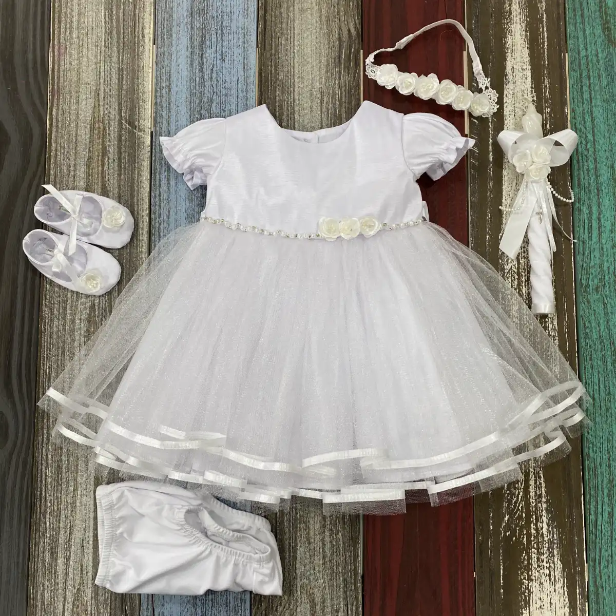 Vestido Blanco con Mangas y Flores Jimena 3 Vestido Blanco con Mangas y Flores Jimena - Imagen 3