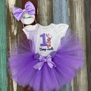 Conjunto Lila de Vincha, Tutu y Mameluco con Mangas Bombachas alusivo a La Pata Daisy
